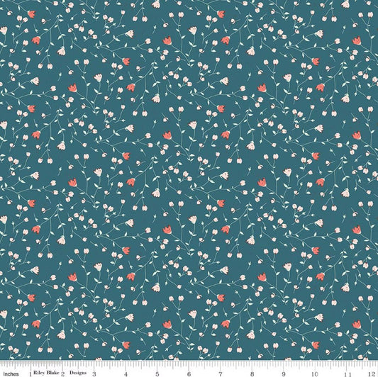 Serendipity 2 Floral Raindrop Blue Minki Kim Riley Blake Designs Cotton Fabric RB-C17306-RAINDROP