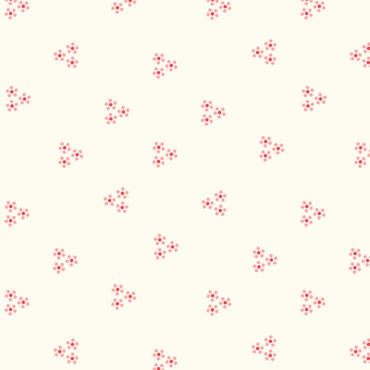 Serene Garden Flower Dots Tossed Cream and Pink Mary Jane Carey Henry Glass Cotton Fabric