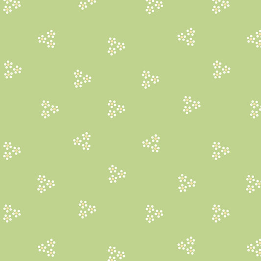 Serene Garden Flower Dots Tossed Green Mary Jane Carey Henry Glass Cotton Fabric