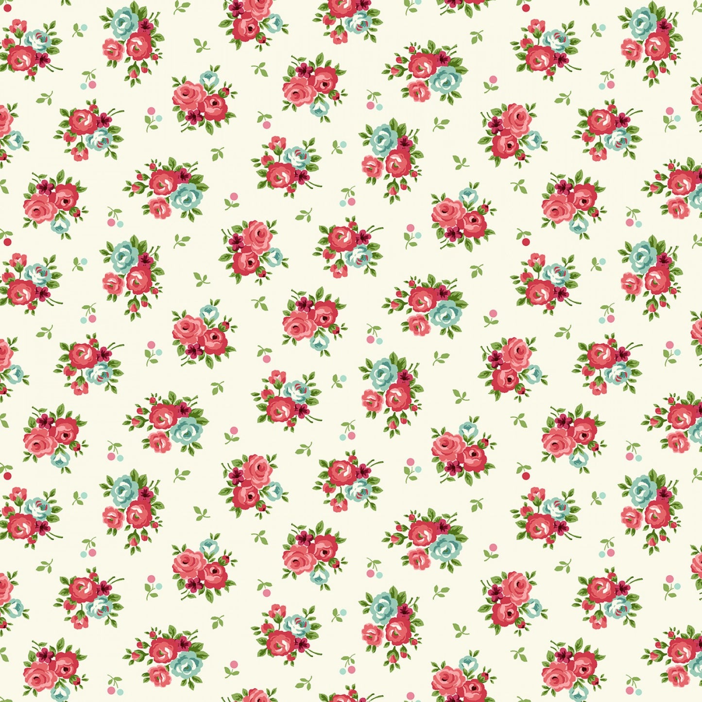 Serene Garden Nosegays Roses Cream Mary Jane Carey Henry Glass Cotton Fabric