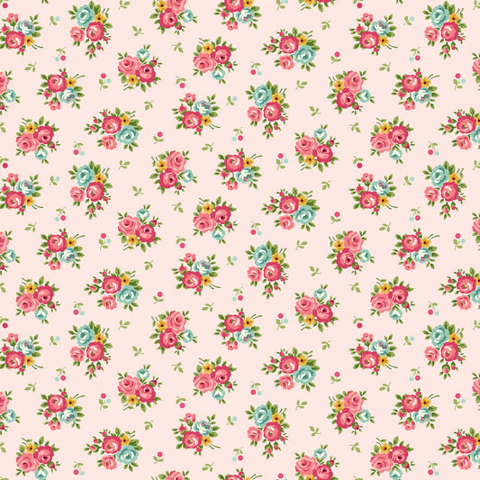 Serene Garden Nosegays Roses Pink Mary Jane Carey Henry Glass Cotton Fabric