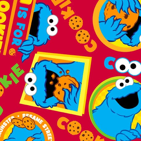Sesame Street Cookie Monster Red Quilting Treasures Cotton Fabric