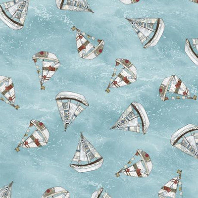 Set Sail Small Sailboats Blue Christine Anderson Quilting Treasures Cotton Fabric