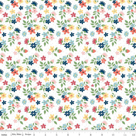 Sew Much Fun Floral White Echo Park Paper Co. Riley Blake Designs Cotton Fabric