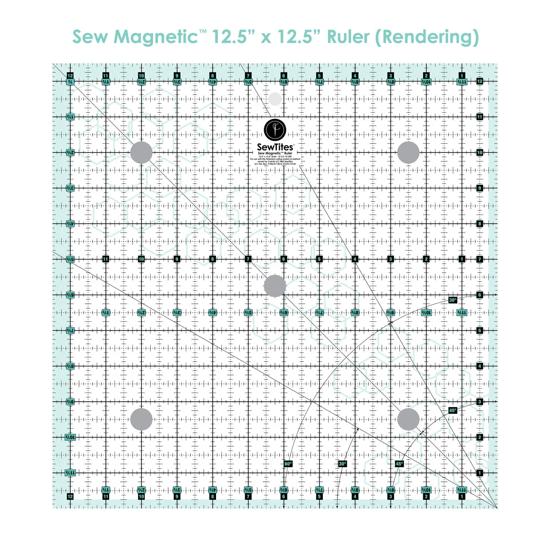SewTites 12.5 x 12.5 inches Square Ruler Sew Magnetic SewTites ST-CS-1212R