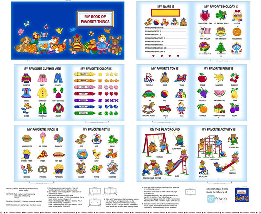 Sew & Go XV My Book of Favorite Things Soft Book Panel 36" x 44" Treasures Cotton Fabric QT-1649-27257-Y