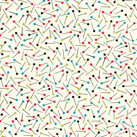 Sew What? Tossed Pins Cream Monika Zhu Ink and Arrow Quilting Treasures Cotton Fabric