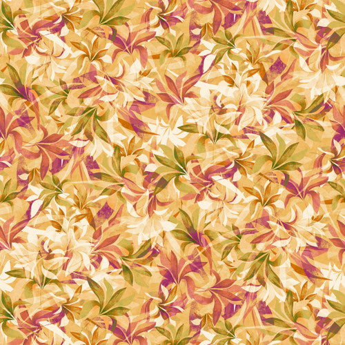Shadow Leaves Texture 108" Wide Back Autumn Beige Green Color Principle Henry Glass Cotton Fabric