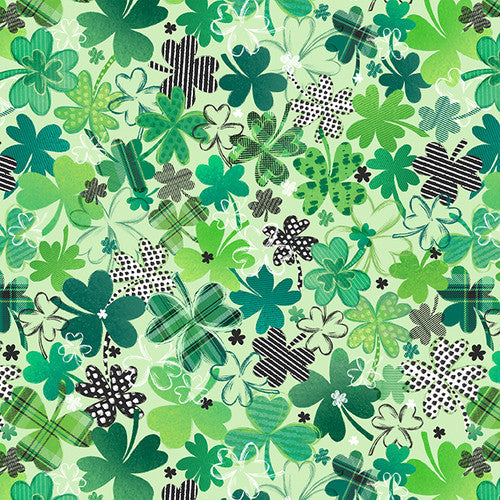 Shamrocked Clovers Light Green Silas M. Studio Blank Quilting Cotton Fabric