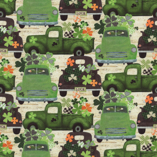 Shamrockin' Shamrock and Roll Cream Beth Albert 3 Wishes Cotton Fabric