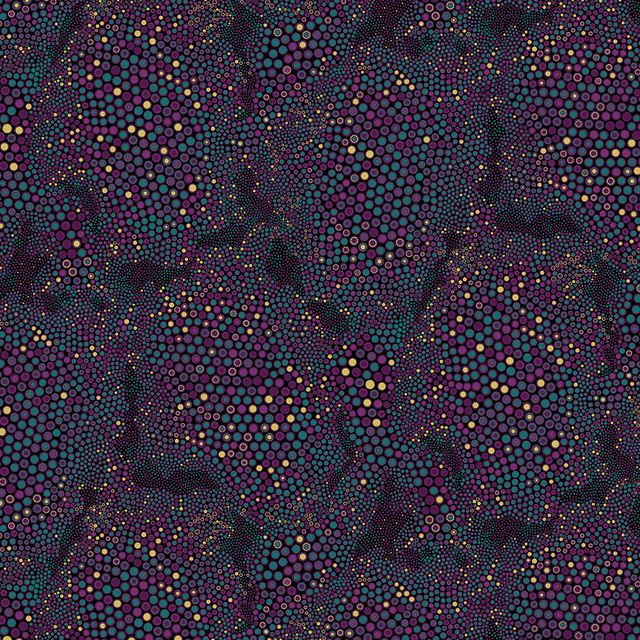 Shangri-La Abstract Tile Texture Purple Gold Metallic Painted Sky Studio Benartex Cotton Fabric  BE-16117M-63