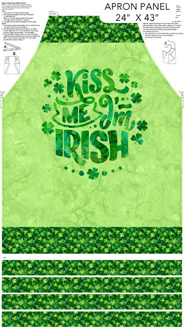 Shenanigans Apron Panel 24" Green Deborah Edwards Emily Wenk Northcott Cotton Fabric NC-C28643-74