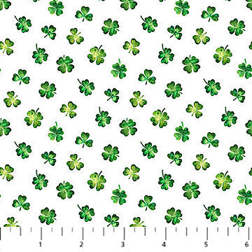 Shenanigans Shamrock White Deborah Edwards Emily Wenk Northcott Cotton Fabric NC-DP28640-10