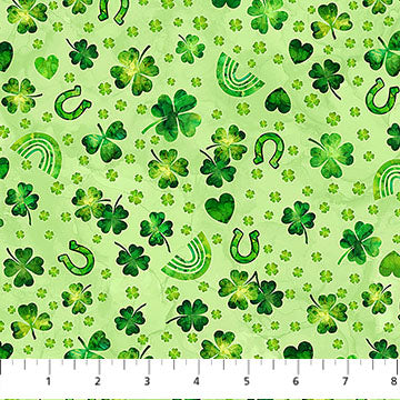 Shenanigans Sham Rainbow Light Green Deborah Edwards Emily Wenk Northcott Cotton Fabric NC-DP28637-74