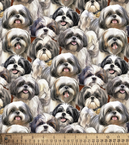 Shih Tzu 3 Allover David Textiles Cotton Fabric DT-DX-4818-3C-1