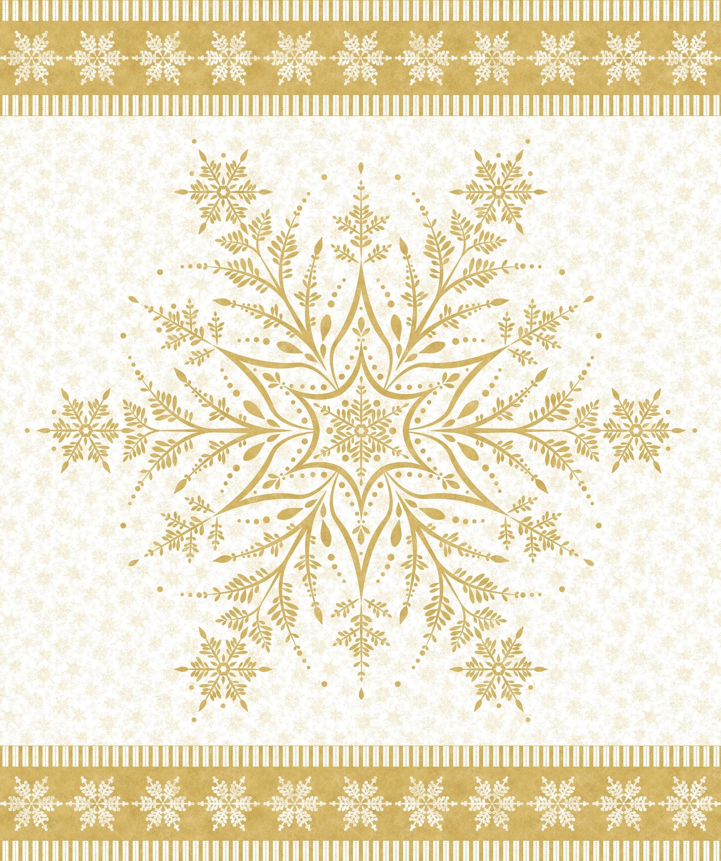 Shimmer Frost White and Gold Snowflake Panel 36" Deborah Edwards Northcott Cotton Fabric