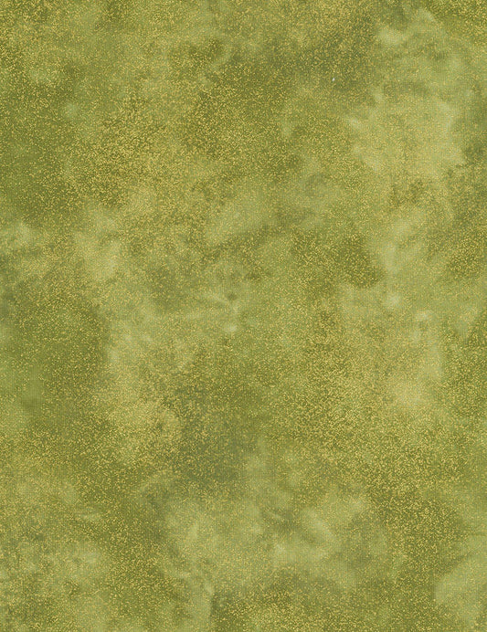 Shimmer Moss Green Gold Metallic Chong-A-Hwang Timeless Treasures Cotton Fabric