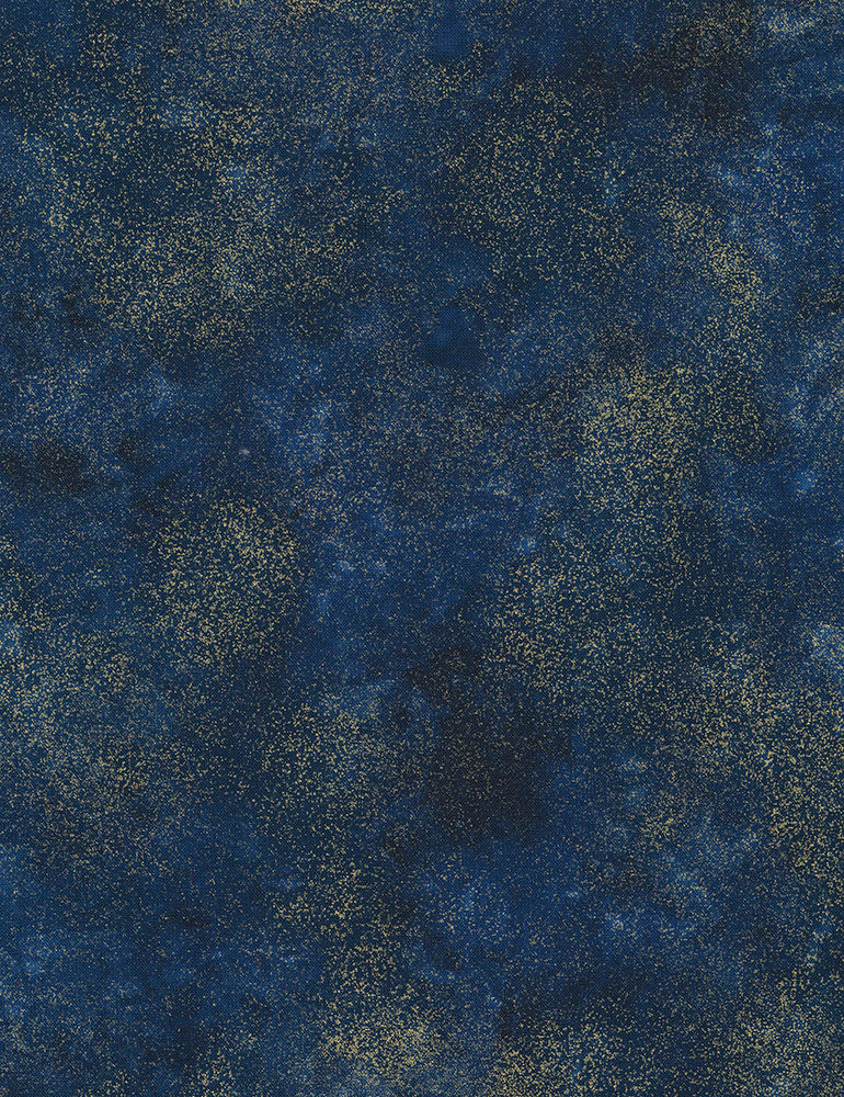 Shimmer Navy Blue Gold Metallic Chong-A-Hwang Timeless Treasures Cotton Fabric