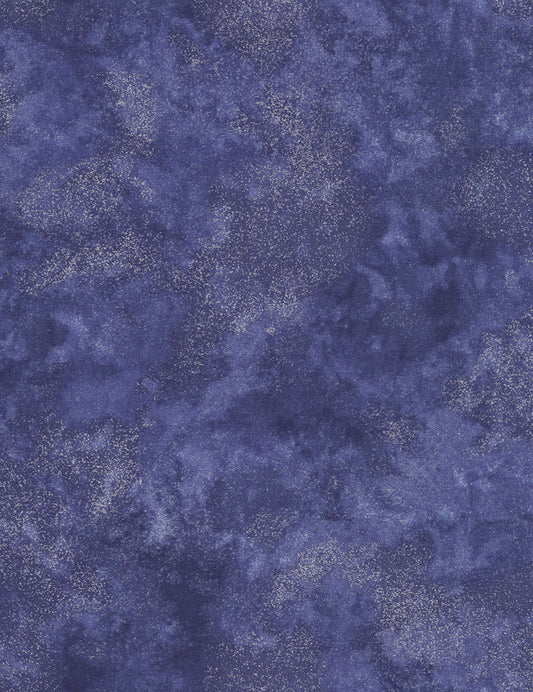 Shimmer Ocean Blue Gold Dots Metallic Chong-A-Hwang Timeless Treasures Cotton Fabric