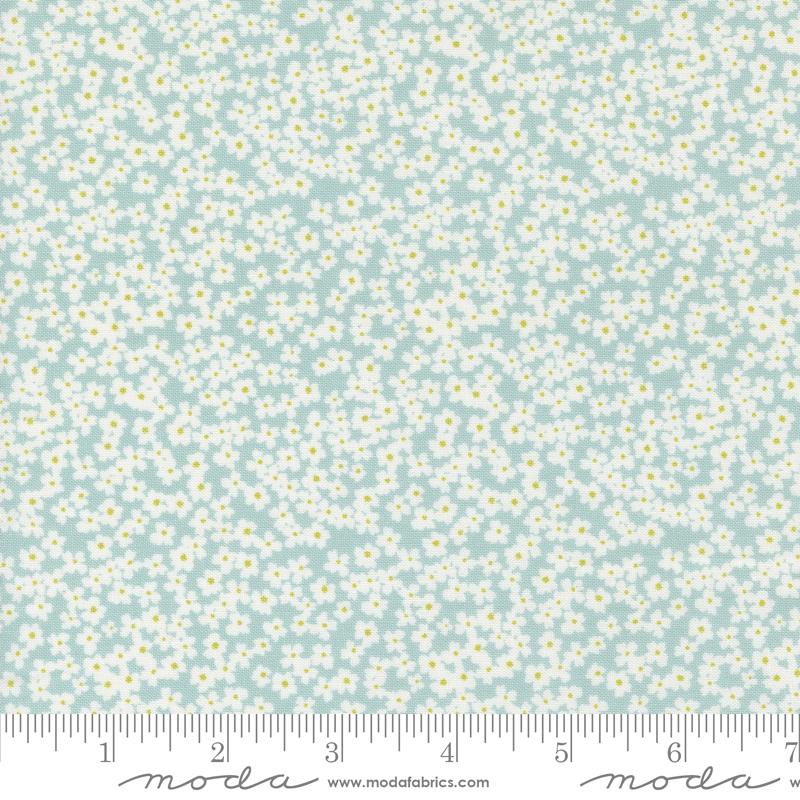 Shine Bloom Small Floral Sky Aqua Blue Sweetwater Moda Cotton Fabric | US Fabric Shop