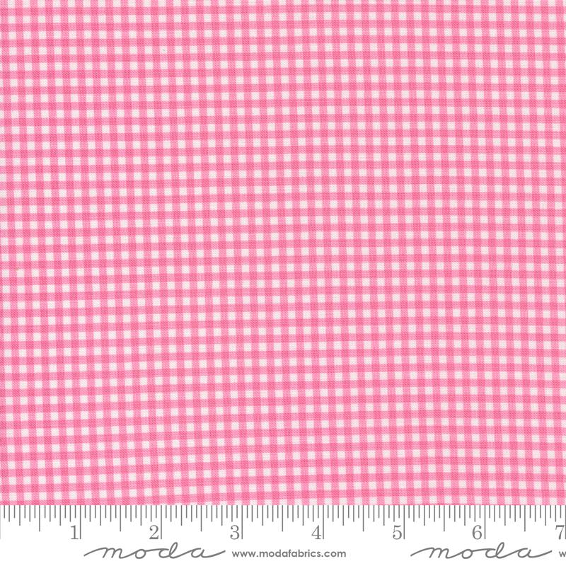 Shine Gingham Checks Plaid Grass Lollipop Pink Sweetwater Moda Cotton Fabric