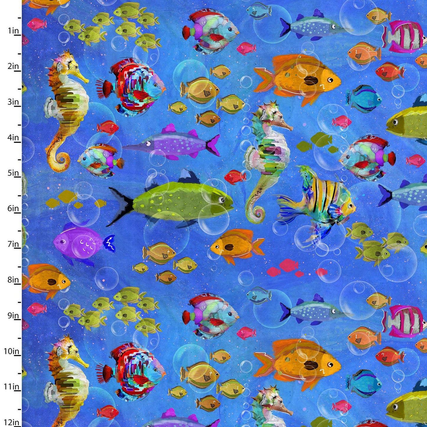 Shining Sea Fishes Galore Multi Connie Haley 3 Wishes Fabrics Cotton Fabric