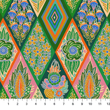 Shooting Star Socialite Jade Green Anna Maria Parry Northcott Cotton Fabric NC-AMT116-78C
