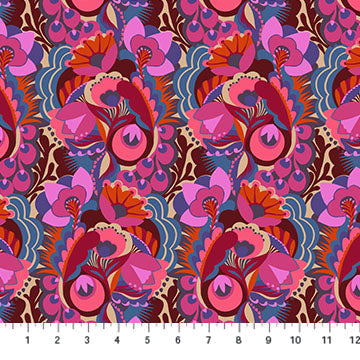 Shooting Star Unfurl Boroque Red Anna Maria Parry Northcott Cotton Fabric NC-AMT120-26L