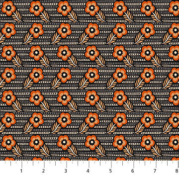 Shooting Star Woodcarving Black Anna Maria Parry Northcott Cotton Fabric NC-AMT121-99L