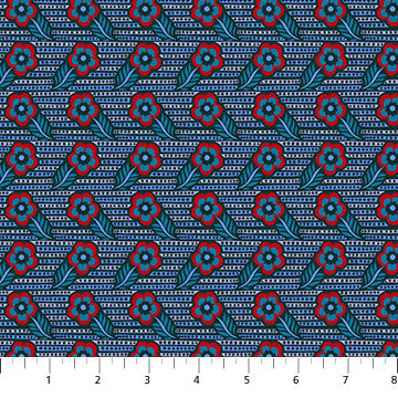 Shooting Star Woodcarving Indigo Blue Anna Maria Parry Northcott Cotton Fabric NC-AMT121-62V