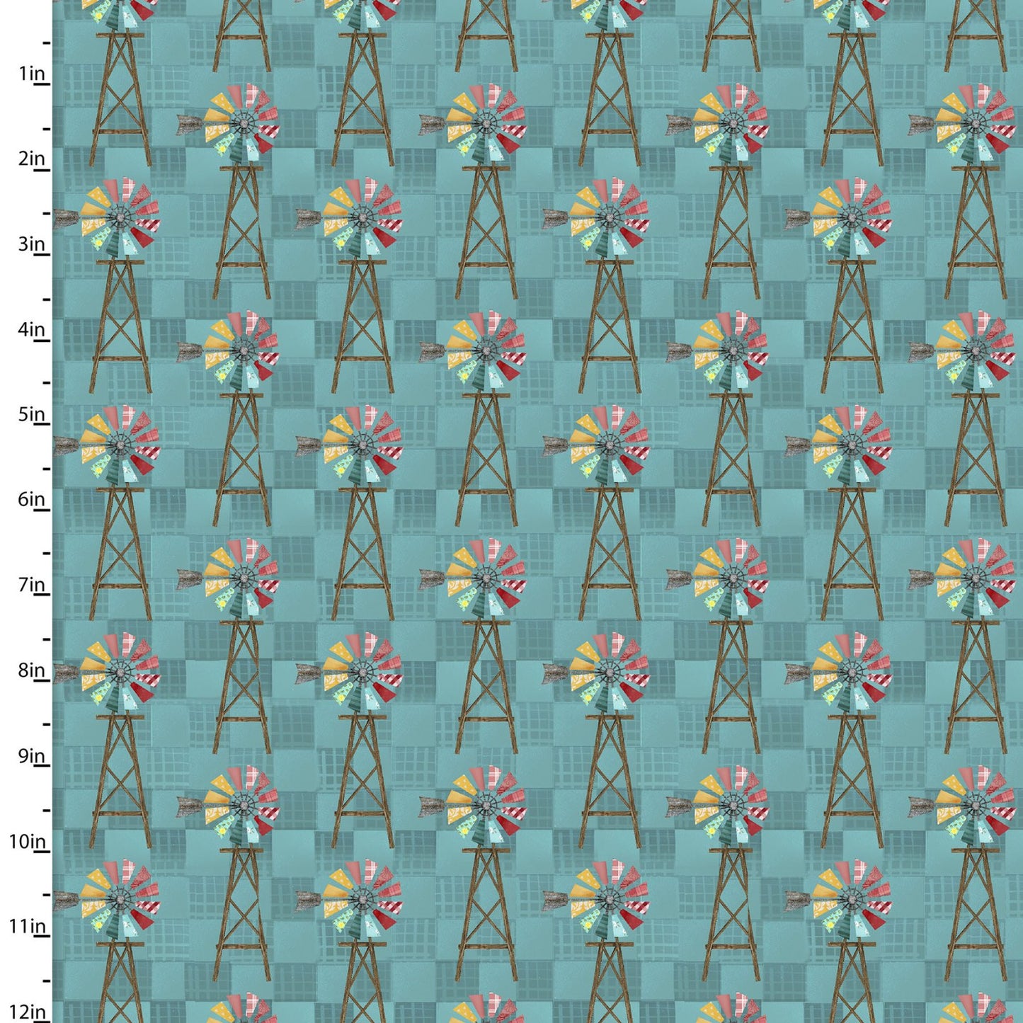 Shop Hop Whirling Windmill Teal Green Beth Albert 3 Wishes Fabric Cotton Fabric