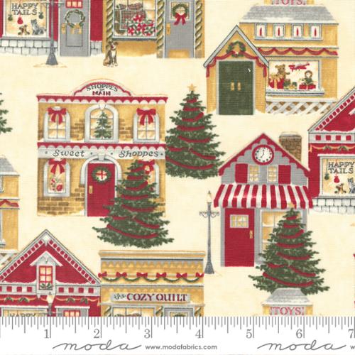 Shoppes Main Little Shoppes Novelty Houses Shops Ecru Cream Holly Taylor Moda Cotton Fabric