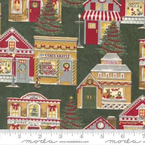 Shoppes Main Little Shoppes Novelty Houses Evergreen Holly Taylor Moda Cotton Fabric