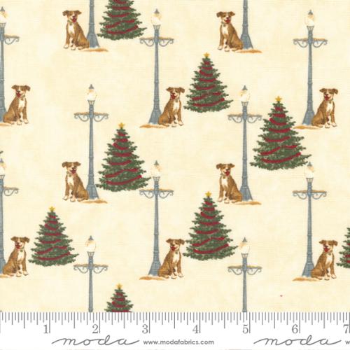 Shoppes Main Street Light Novelty Christmas Tree Dog Ecru Cream Holly Taylor Moda Cotton Fabric