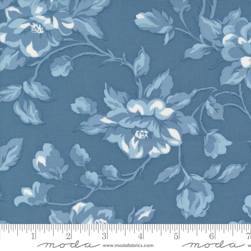 Shoreline Cottage Large Floral Medium Blue Camille Roskelley Moda Cotton Fabric