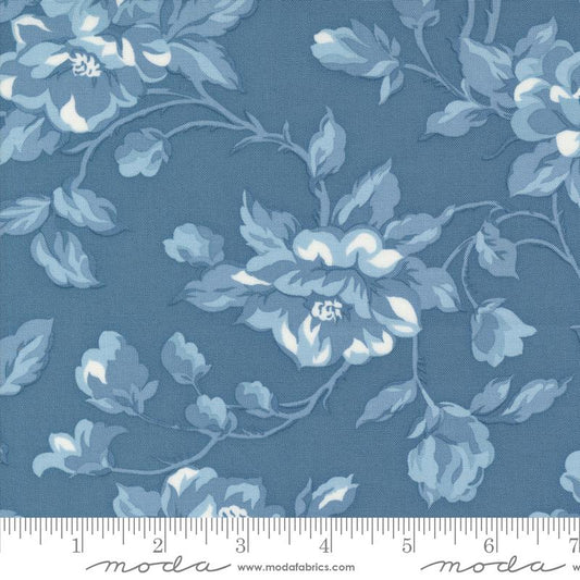 Shoreline Cottage Large Floral Medium Blue Camille Roskelley Moda Cotton Fabric