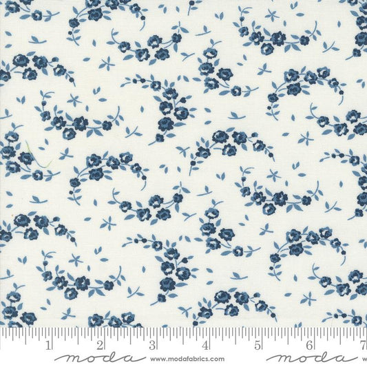 Shoreline Summer Small Floral Cream Navy Blue Camille Roskelley Moda Cotton Fabric