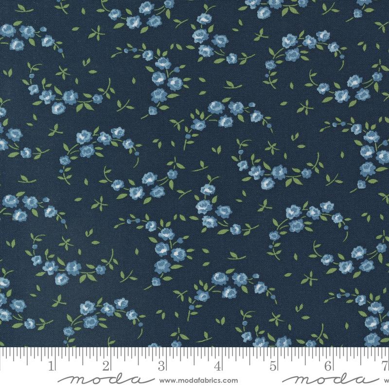 Shoreline Summer Small Floral Navy Dark Blue Camille Roskelley Moda Cotton Fabric