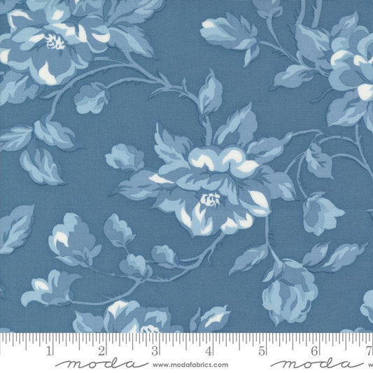 Shoreline 108" Wide Backing Cottage Large Floral Medium Blue Multi Camille Roskelley Moda Fabrics Cotton Fabric