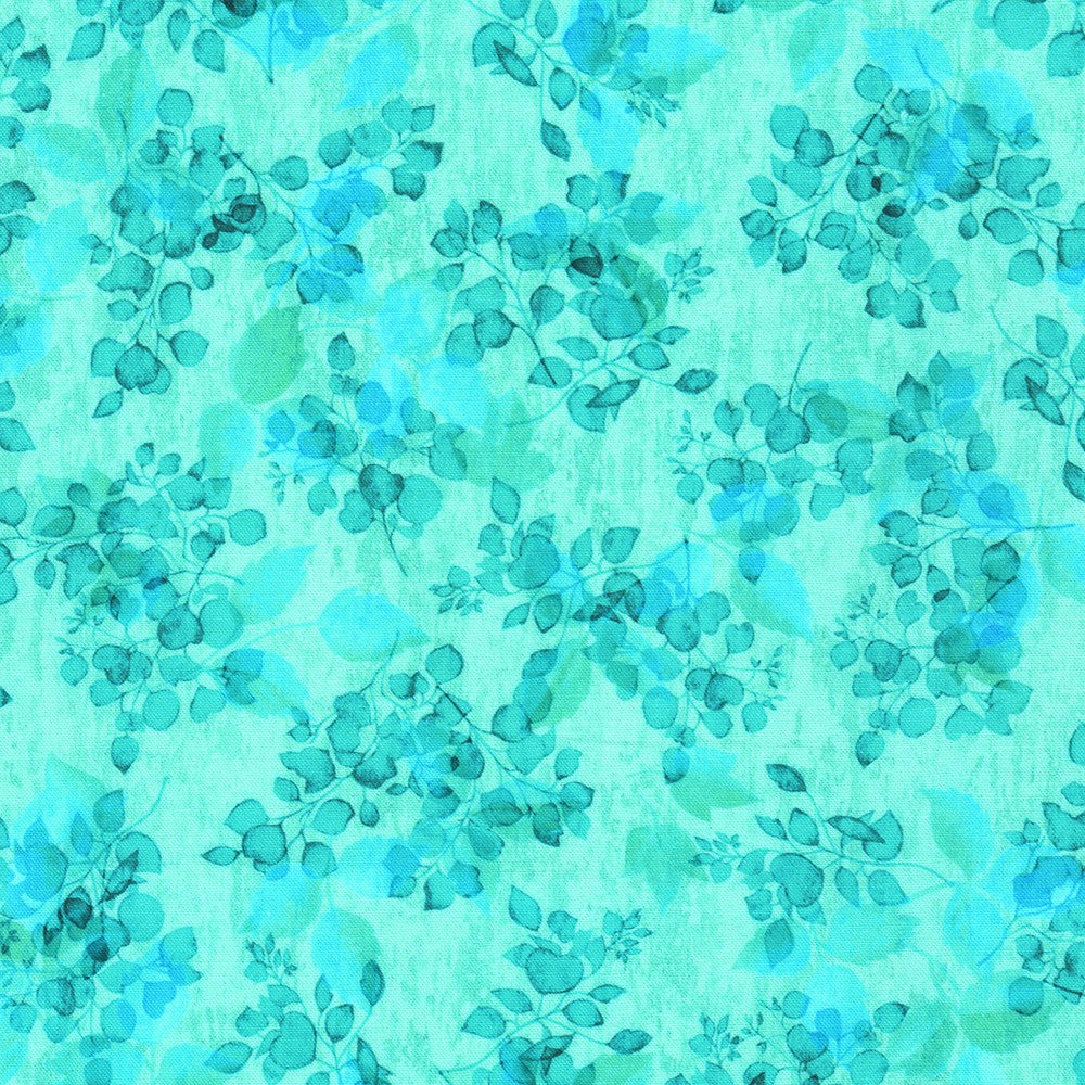 Sienna Leaves Aqua Blue Studio RK Robert Kaufman Cotton Fabric