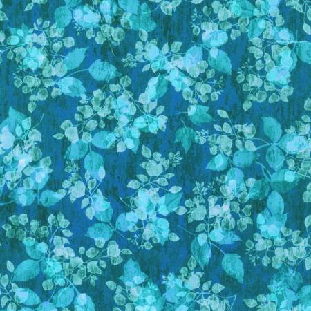 Sienna Leaves Lake Blue Studio RK Robert Kaufman Cotton Fabric