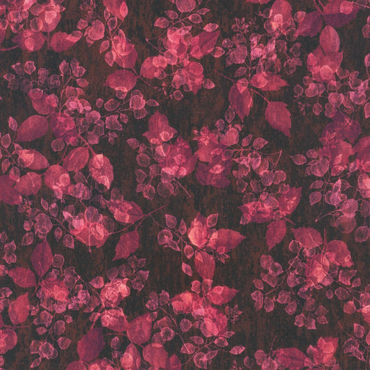 Sienna Tossed Leaves Texture Tonal Burgundy Red Robert Kaufman Cotton Fabric