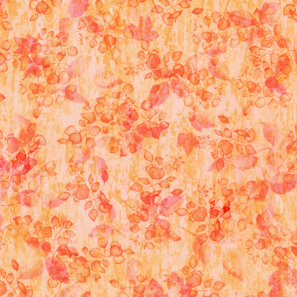 Sienna Tossed Leaves Texture Tonal Peach Orange Robert Kaufman Cotton Fabric