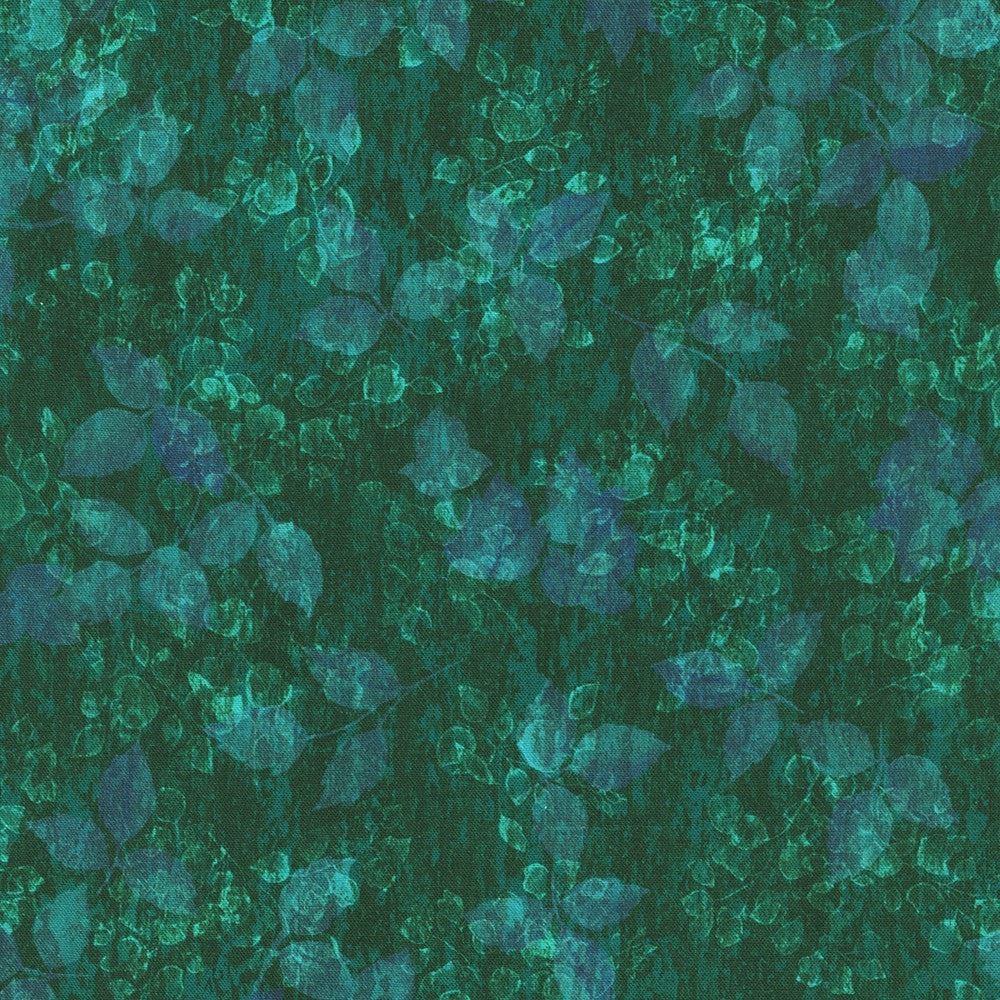 Sienna Tossed Leaves Texture Tonal Teal Blue Green Robert Kaufman Cotton Fabric