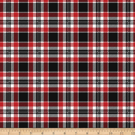 Silent Night Holiday Plaid Red Gail Cadden Timeless Treasures Cotton Fabric