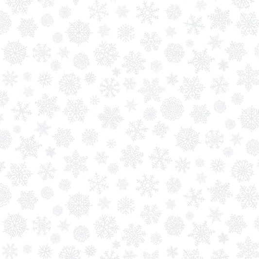 Silent Night Snowflakes White Abraham Hunter Northcott Cotton Fabric