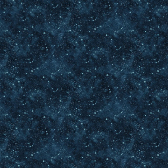 Silent Night Snowy Texture Dark Blue Abraham Hunter Northcott Cotton Fabric