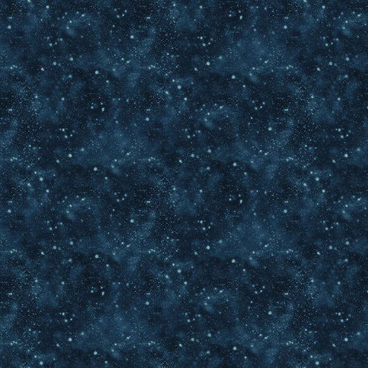 Silent Night Snowy Texture Dark Blue Abraham Hunter Northcott Cotton Fabric