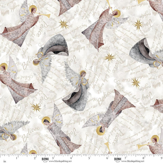 Silent Night Angels Silver Studio 731 Blank Quilting Cotton Fabric BQ-4706-90