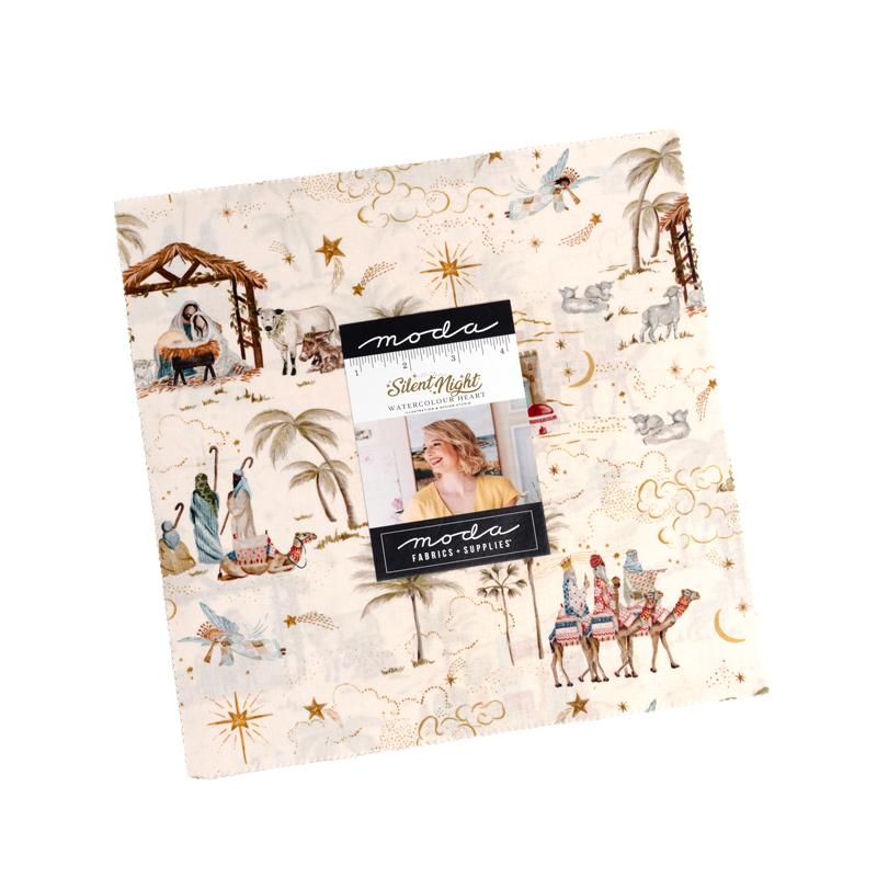Silent Night 10" Squares Layer Cake 42 pcs Watercolour Heart Moda Cotton Fabric MD-40050LC